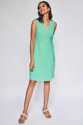 Sea Green Solid Flared Dress, Sea Green, image 2