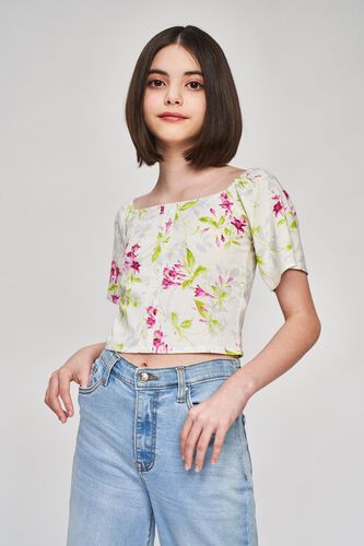 7 - White Floral Printed A-Line Top, image 7