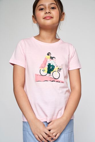 2 - Pink Graphic Embellished Straight Top, image 2