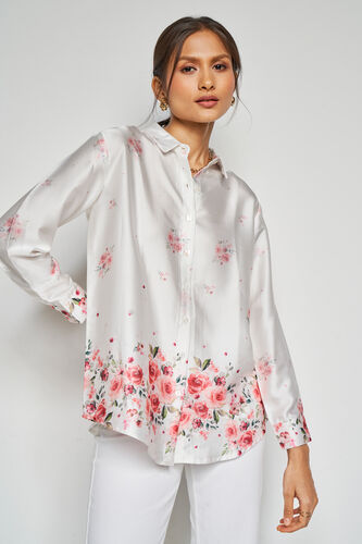 Floral Kaleidoscope Top, White, image 1