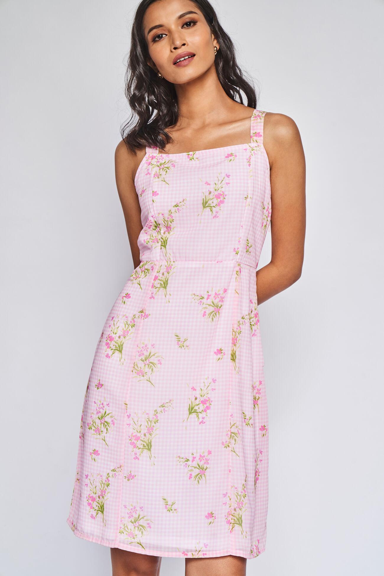 Pink And White Flared Dress, Pink, image 5