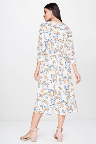 3 - Off White Floral V-Neck Dress, image 3