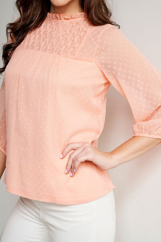 Coral Solid Blouson Top, Coral, image 5