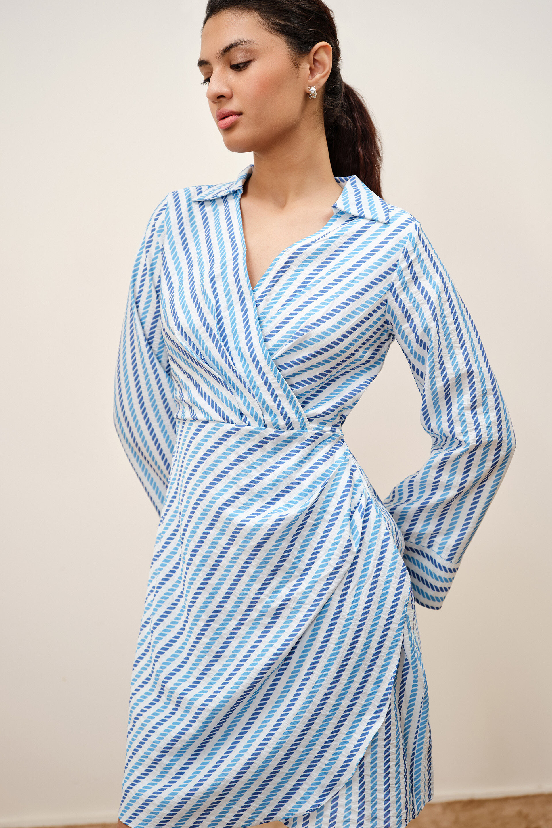 Tidewrap Blue-Striped Dress, Blue, image 4