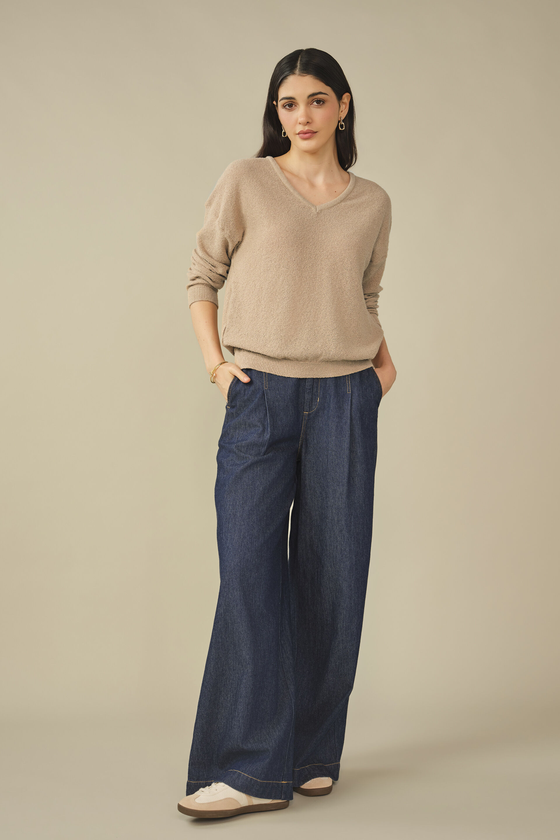 Solid Sweater in Beige, Beige, image 5
