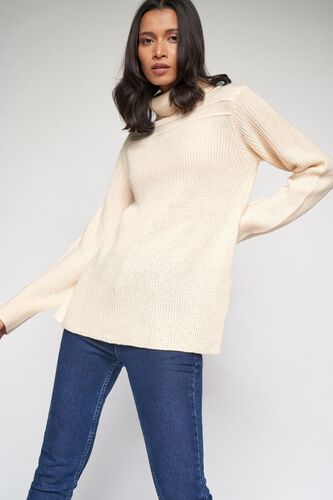 3 - Cream Self Design Sweater Top, image 3