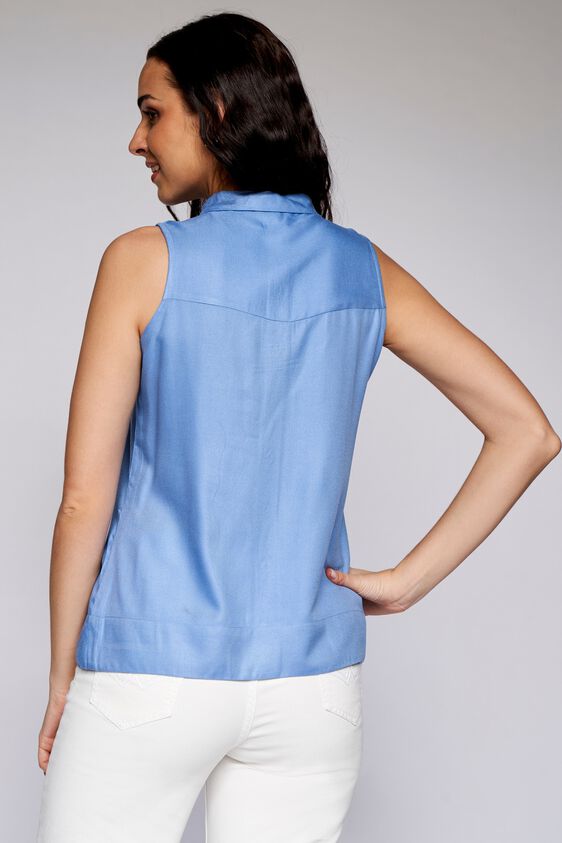 4 - Blue Solid Straight Top, image 4