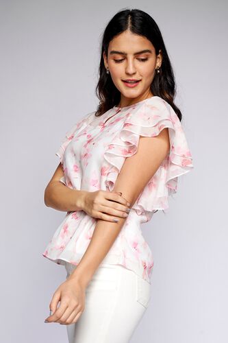3 - White Floral Blouson Top, image 3