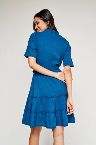 Teal Solid Flared Dress, Teal, image 3