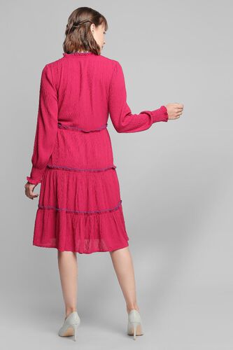 2 - Pink A-Line Puff Sleeves Knee Length Dress, image 2