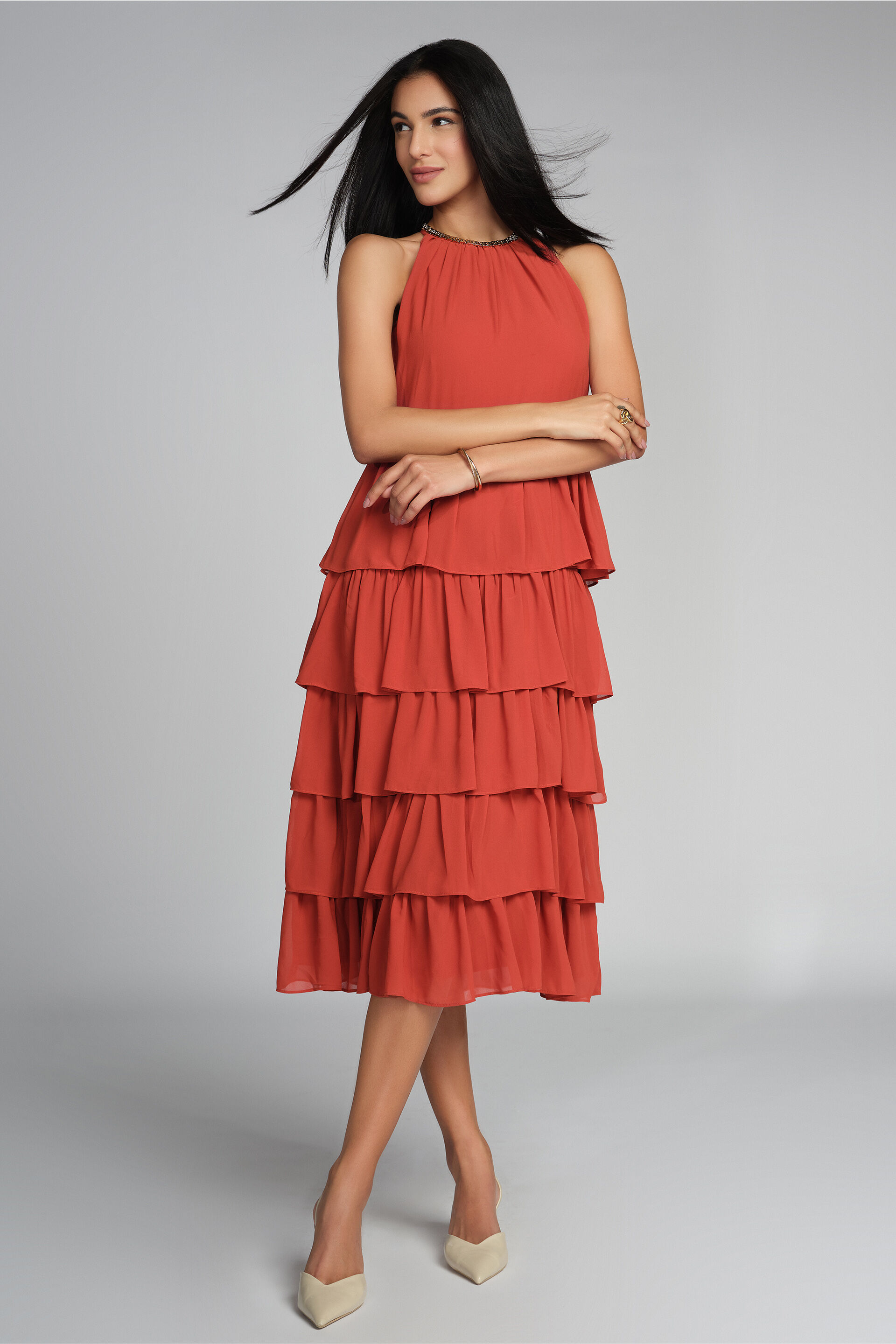 Lyla Halter Dress, Rust, image 4