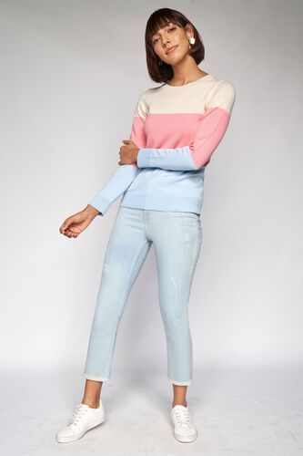 4 - Peach Colorblocked Sweater Top, image 4
