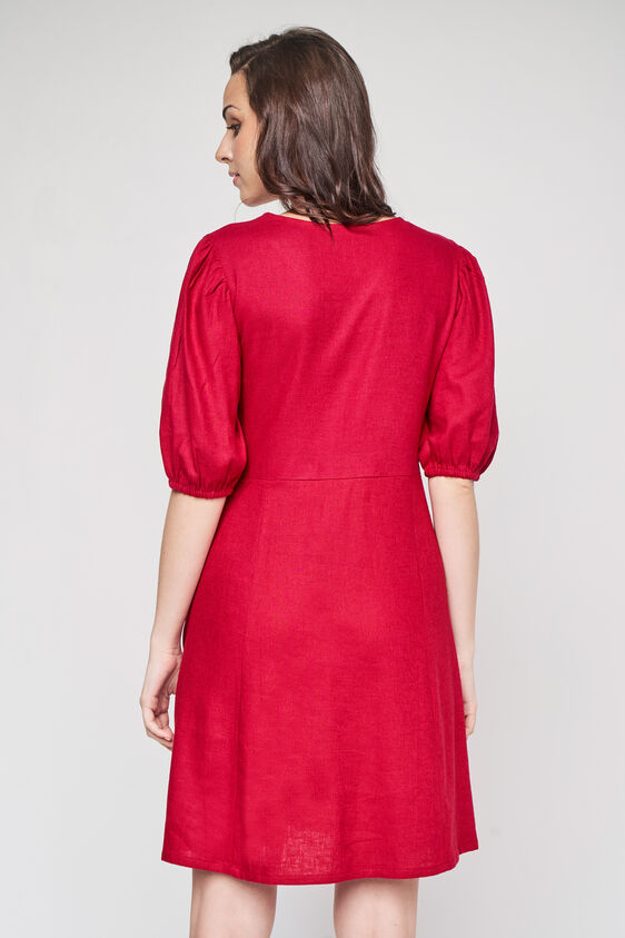 Red Solid Curved Dress, Red, image 5