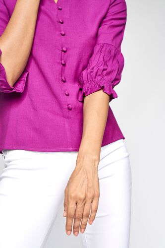 6 - Magenta Solid Shirt Style Top, image 6
