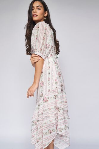 4 - White Floral Asymmetric Dress, image 4