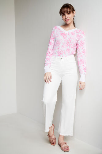 Pink And White Floral Straight Top, Pink, image 2