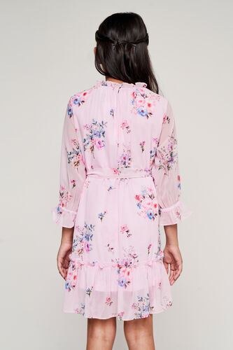Pink Floral Flounce Dress, Pink, image 4