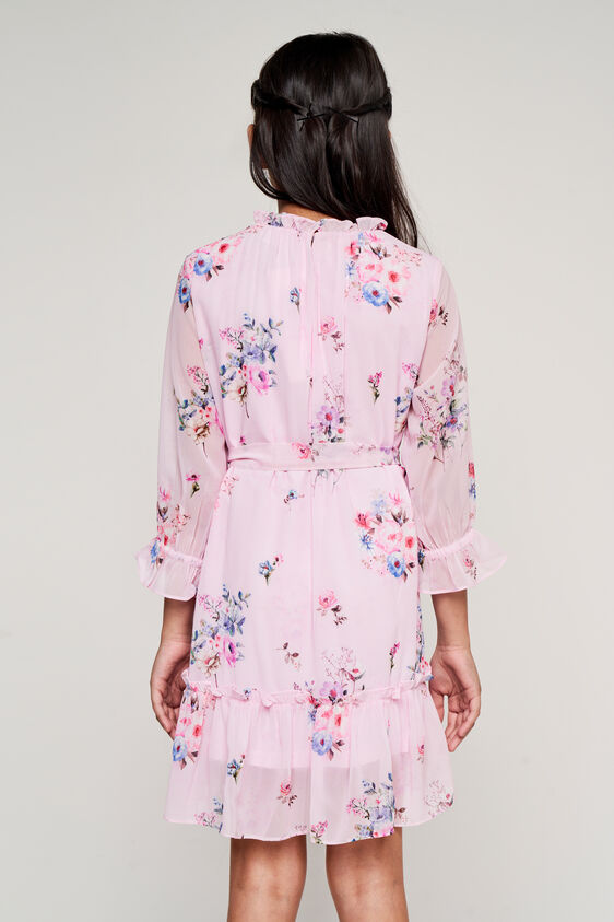 Pink Floral Flounce Dress, Pink, image 4