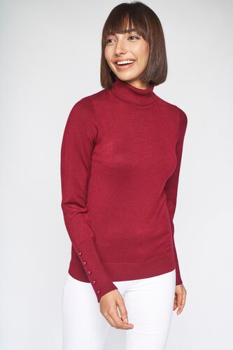 3 - Burgundy Self Design Sweater Top, image 3