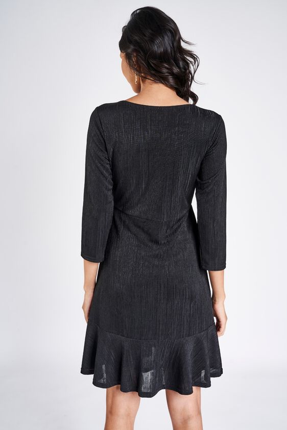 4 - Black Solid Fit And Flare Dress, image 4