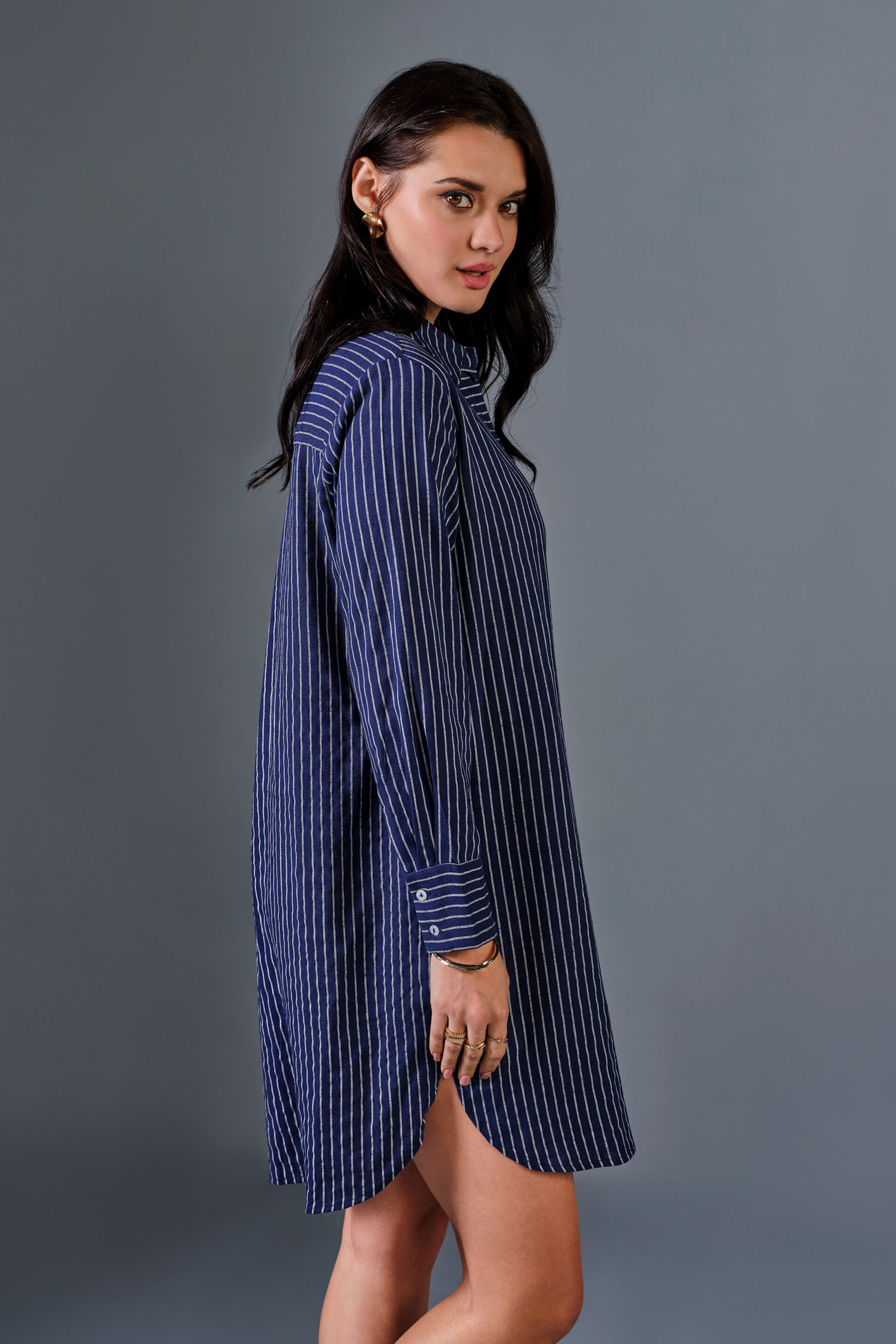 Aristo Linen Blend Dress, Blue, image 6