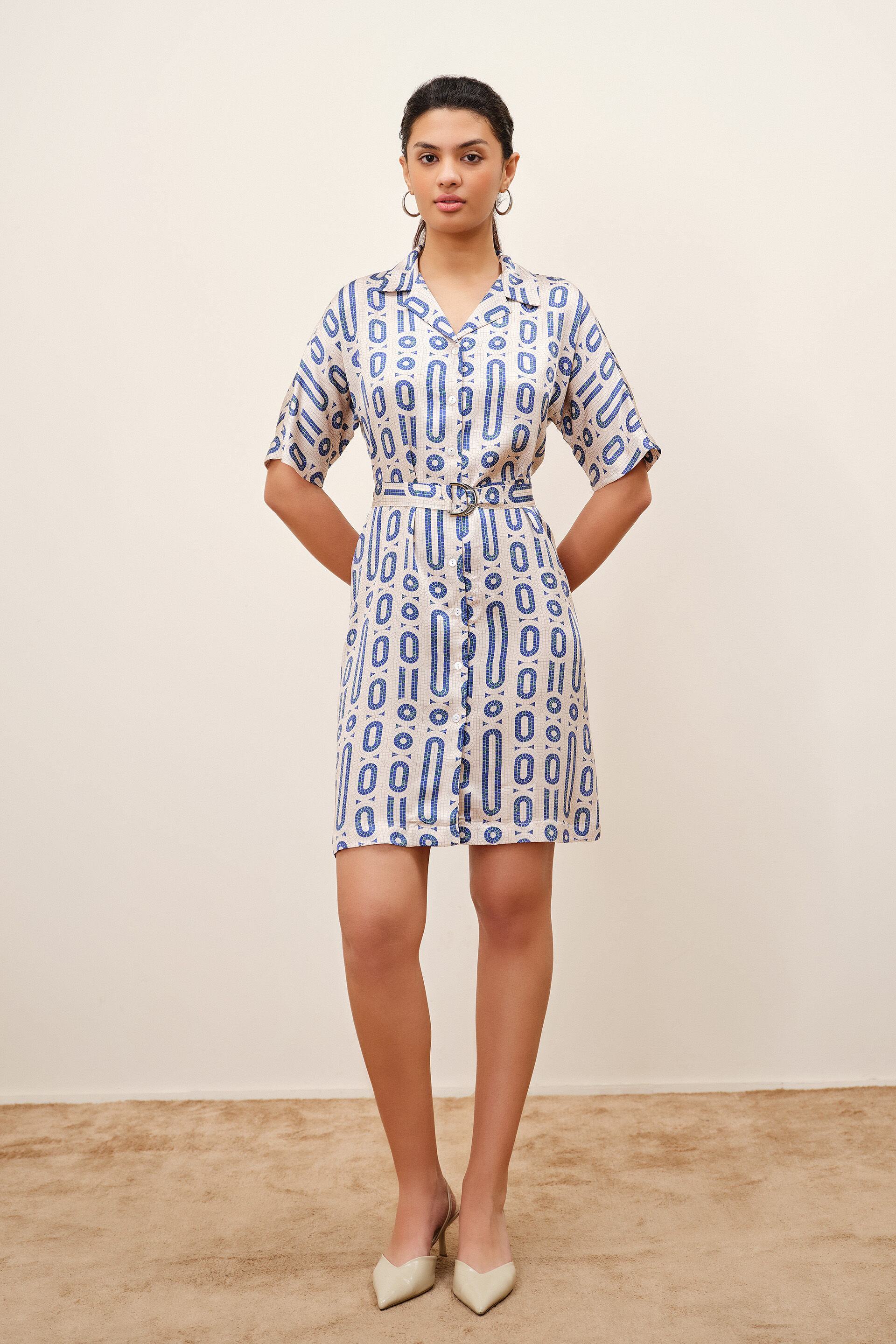 Elia Geometric Print Modal Dress, Blue, image 1