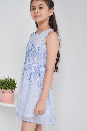 Powder Blue Ethnic Motifs Curved Dress, Powder Blue, image 2