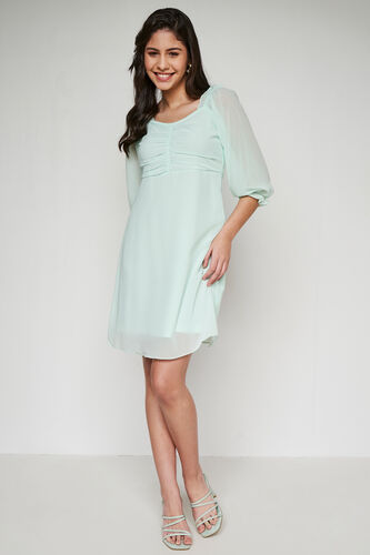 Sea Green Calf Length Flared Fit And Flare Dress, Sea Green, image 2