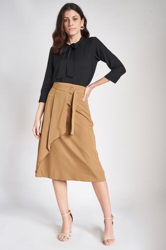 4 - Beige Ruffled Ankle Length Skirt, image 4