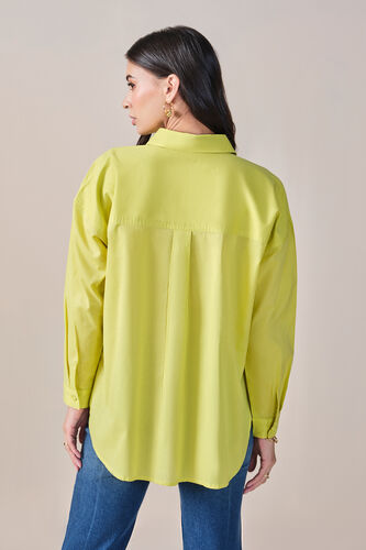 Sensational Solid Cotton Shirt, Lime Green, image 6