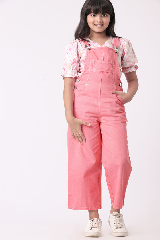 Solid Straight Dungaree, Coral, image 1