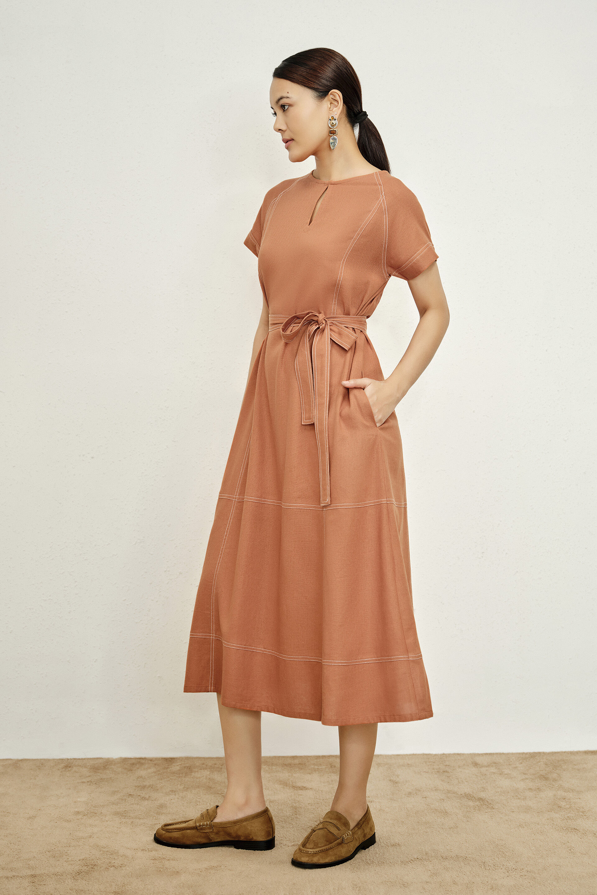 Buy The Classic Rust Dress Online for Women from AND India S26V49DRLV_RUST