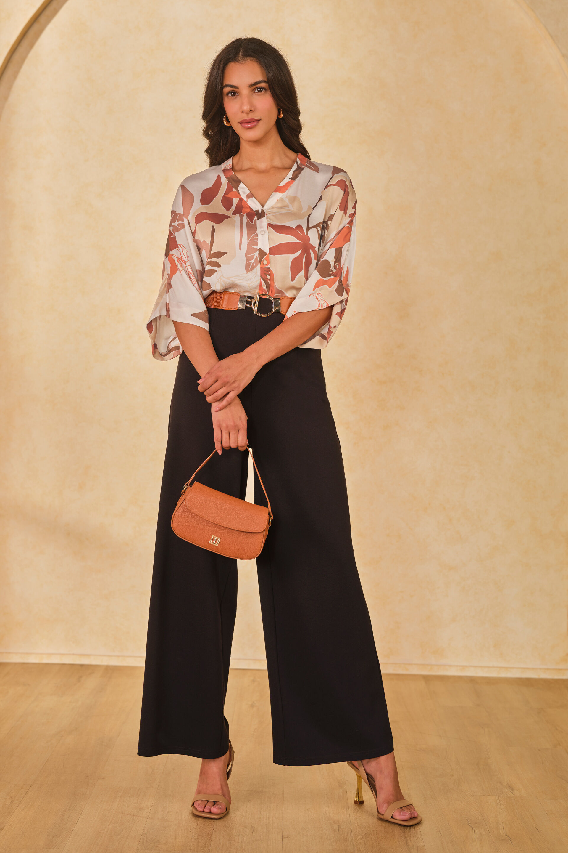 Caramel Spice Viscose Top, Cream, image 3