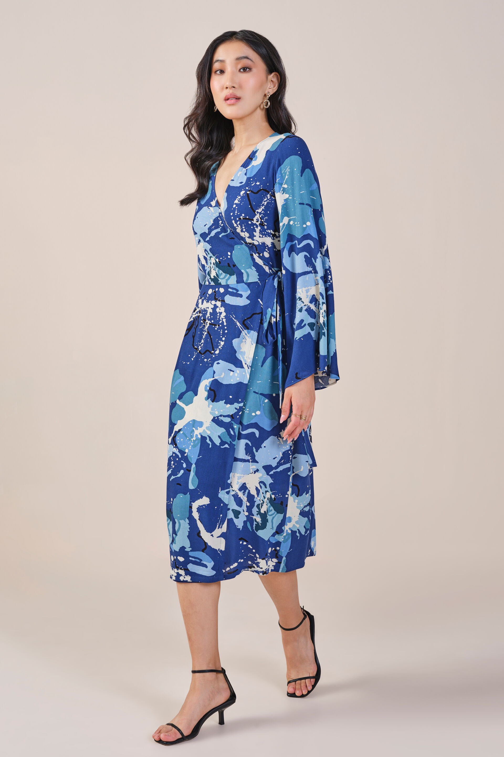 Marble Magic Wrap Dress, Blue, image 3