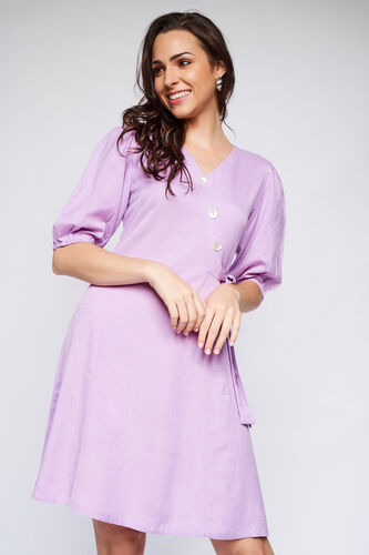 Lilac Flared Tie-Ups Dress, Lilac, image 5