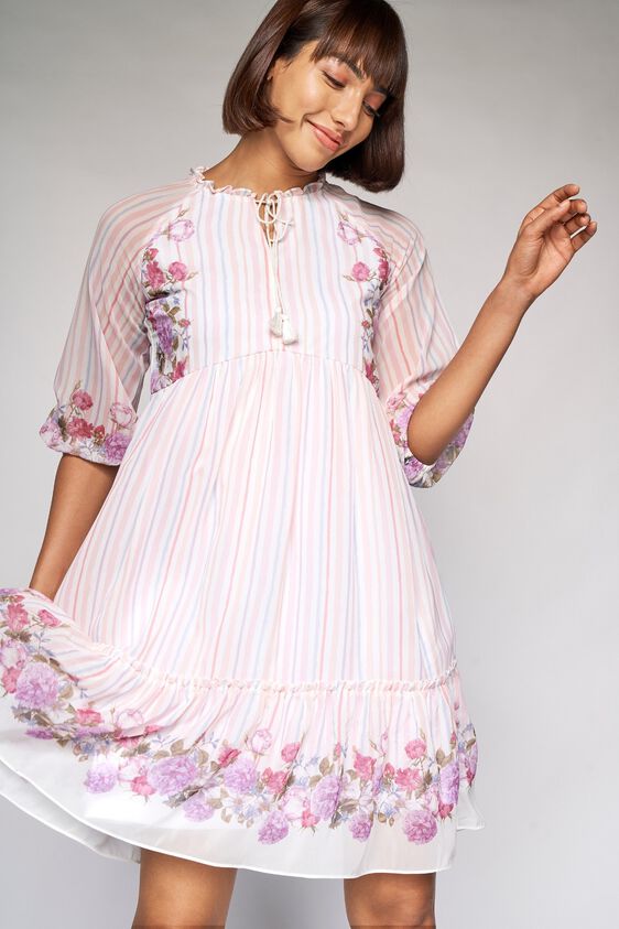 1 - White Floral Fit and Flare Dress, image 1