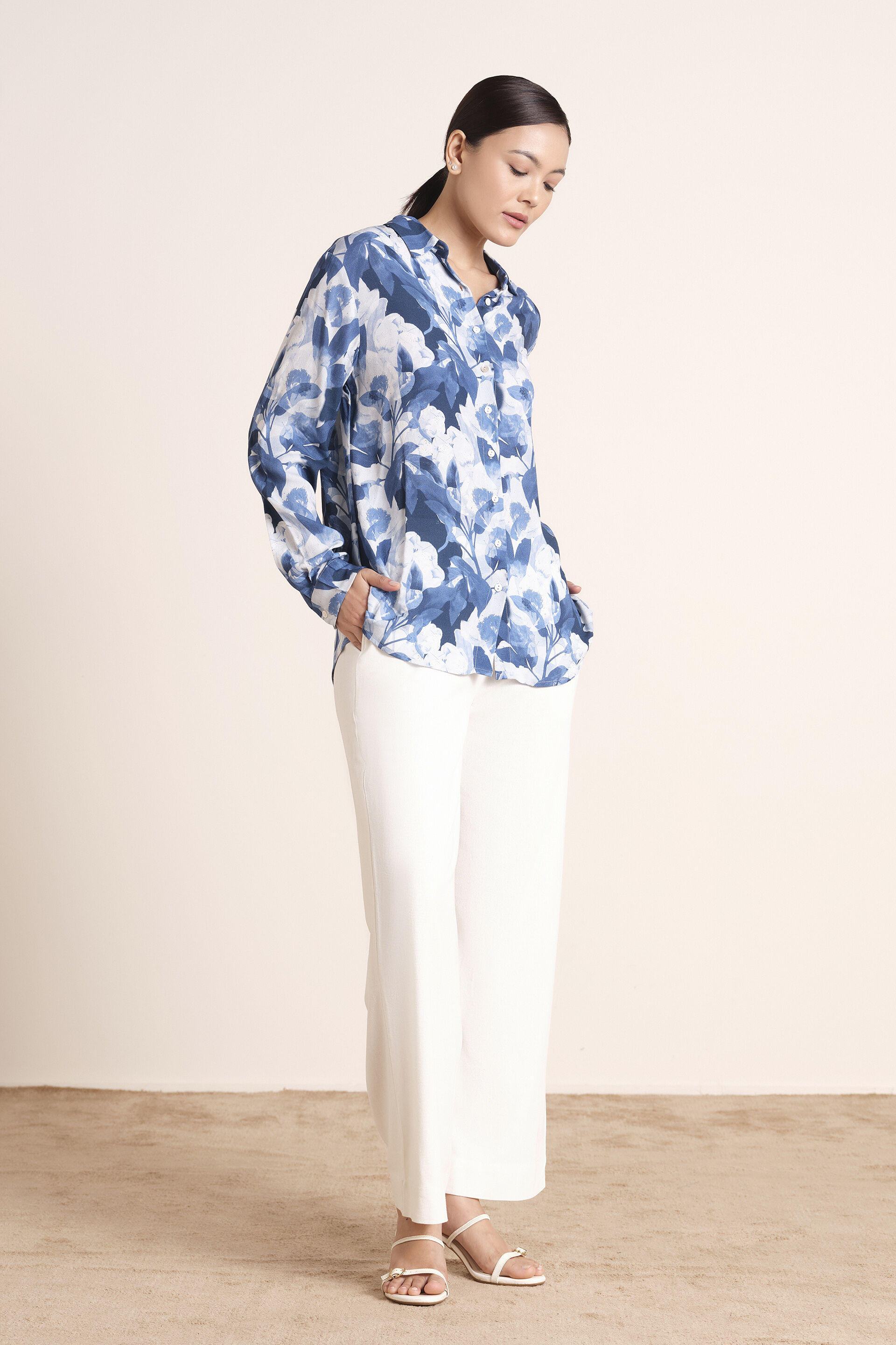 Marisol Crepe Shirt, Blue, image 4