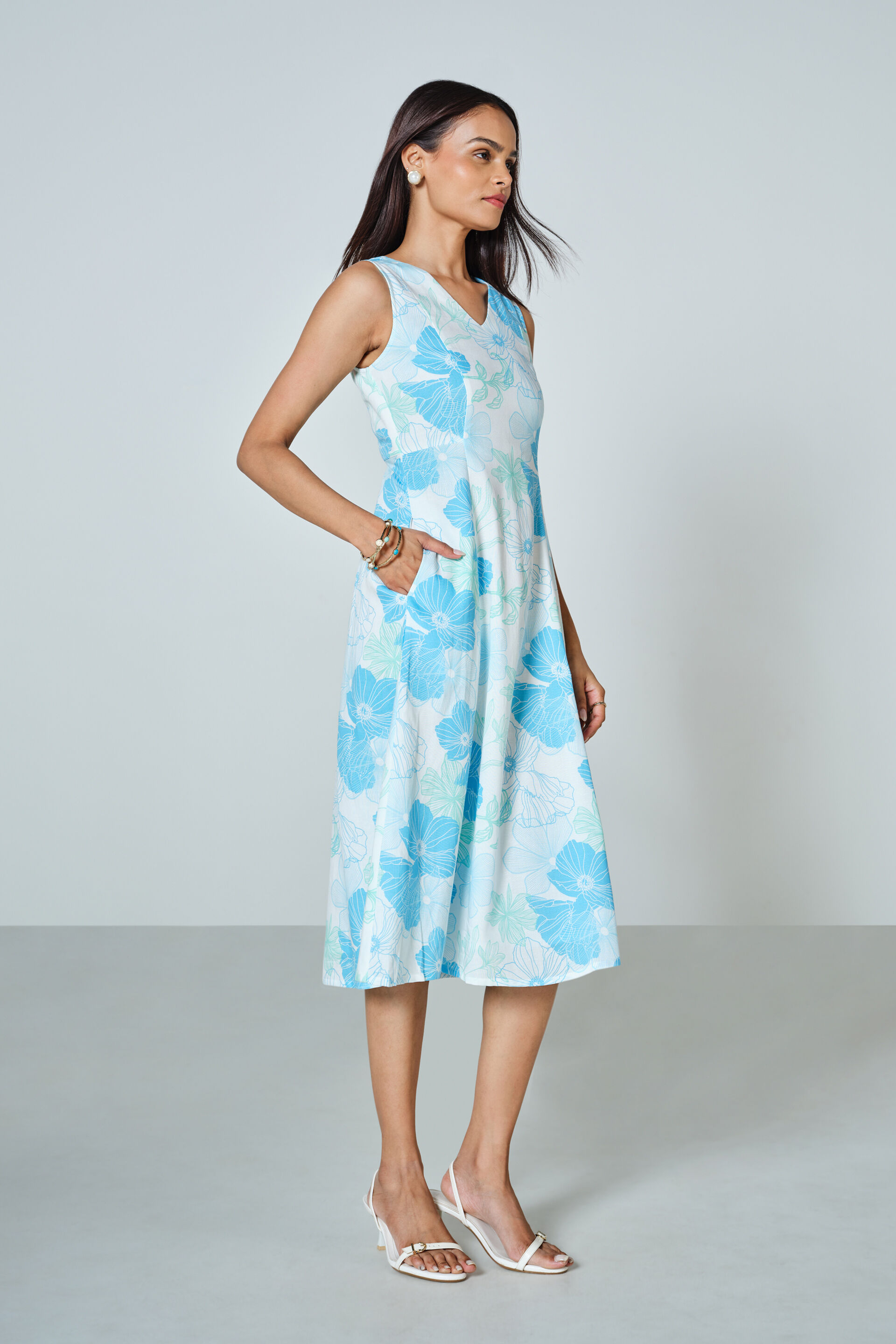 Brezza Midi Dress, Blue, image 2