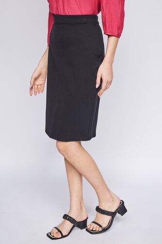 3 - Black Solid Straight Skirt, image 3