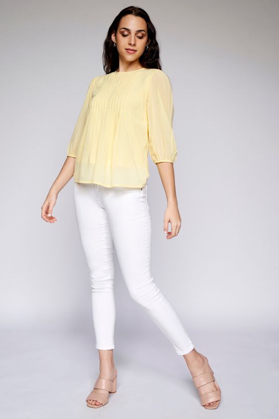 2 - Yellow Solid Blouson Top, image 2