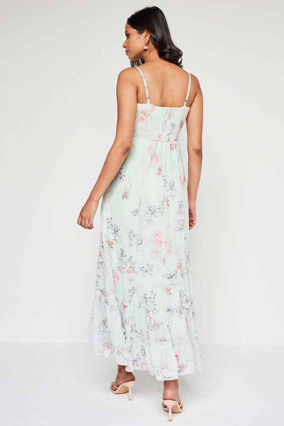 Mint Floral Flared Gown, Mint, image 2