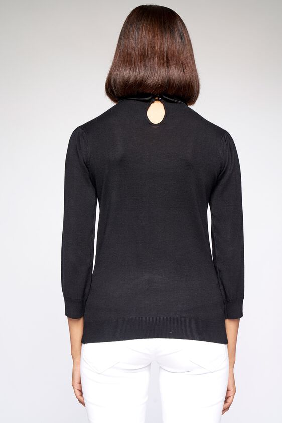 5 - Black Self Design Sweater Top, image 5