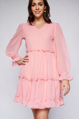 Pink Flounce Ruffles Dress, Pink, image 4