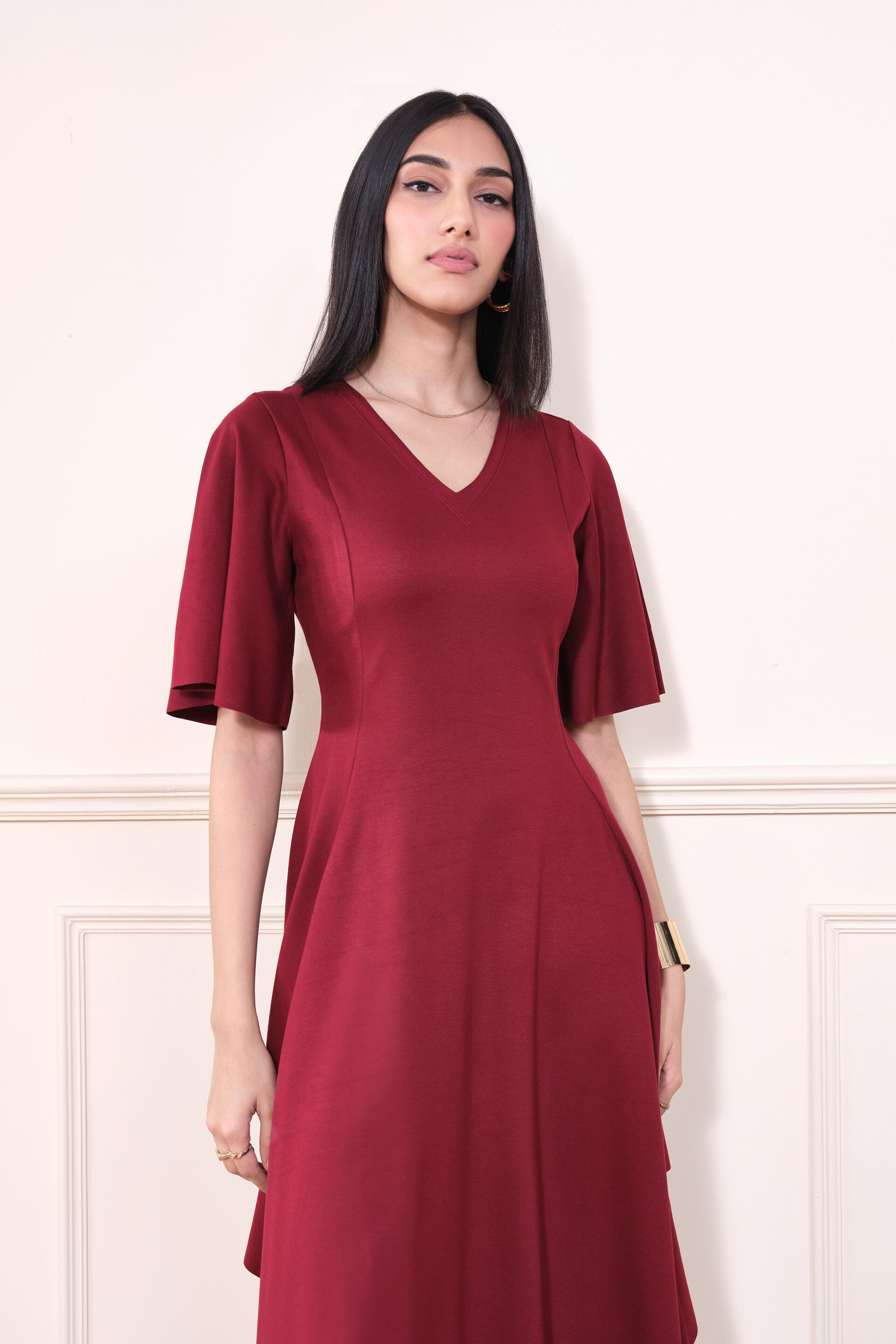 Orson Berry Dress, Maroon, image 3