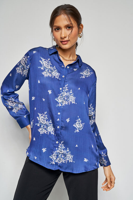 Inky Floral Top, Navy Blue, image 4