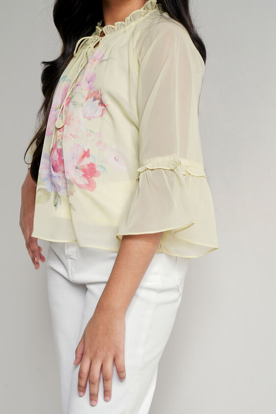 Green Floral Straight Top, Green, image 5