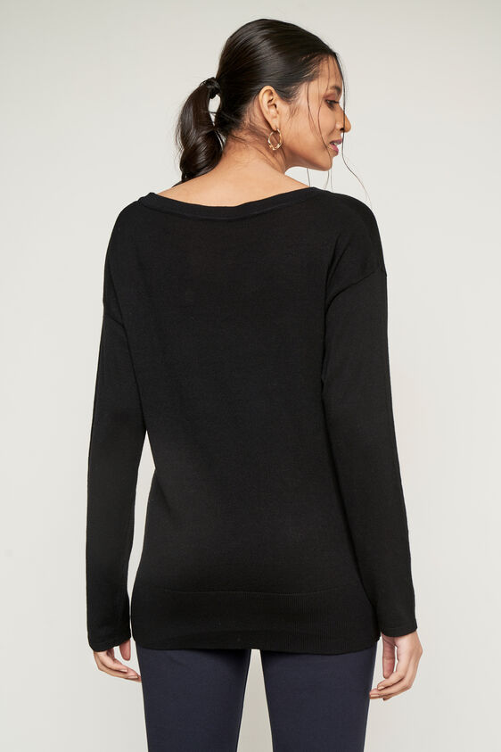 Black Embellished Straight Top, Black, image 2