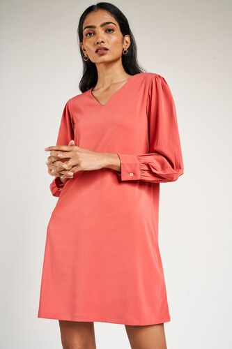 7 - Peach Solid A-Line Dress, image 7