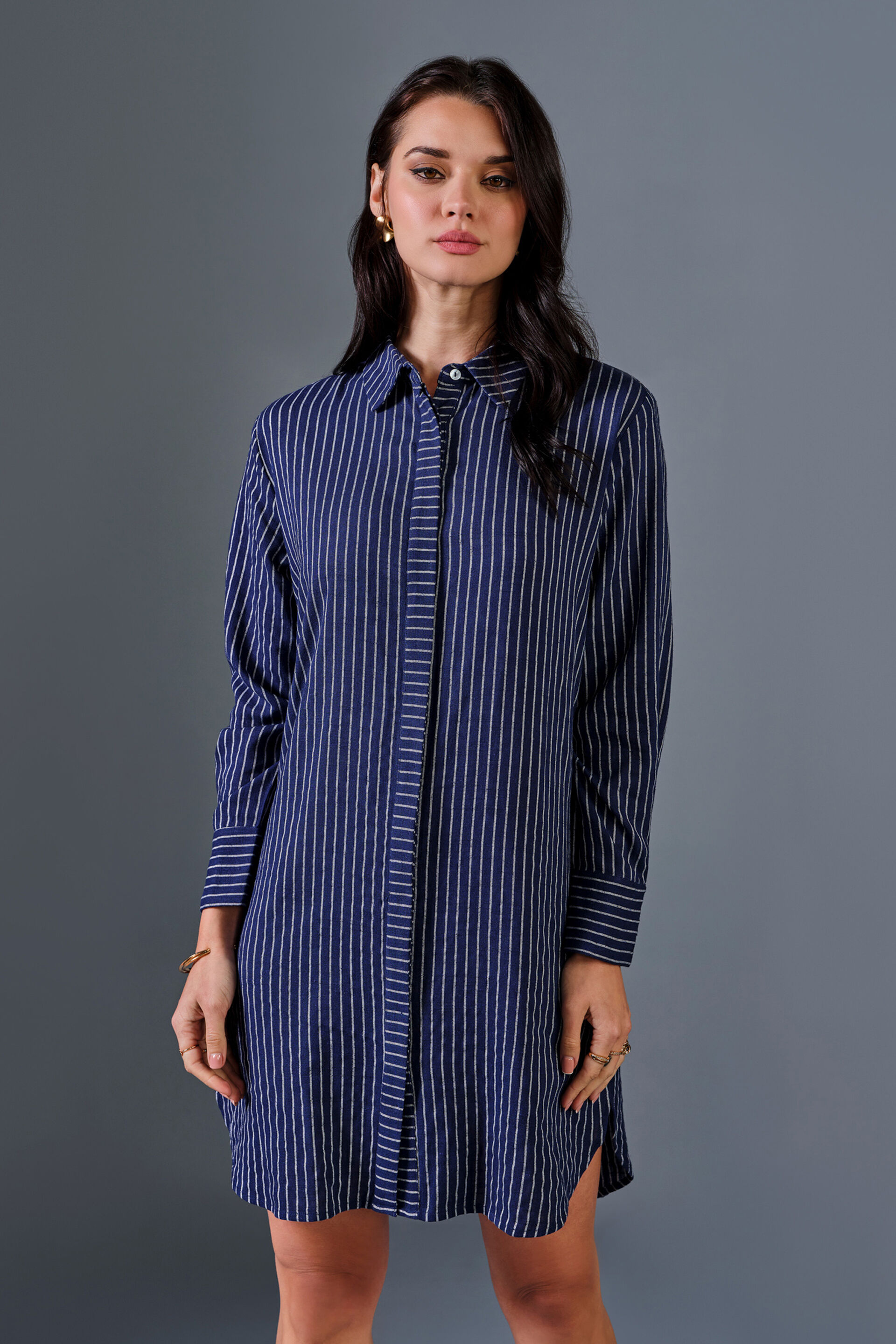 Aristo Linen Blend Dress, Blue, image 4