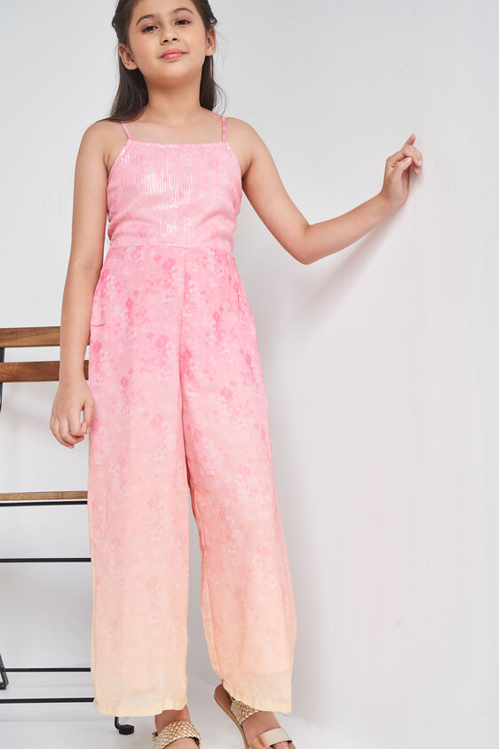 Pink Abstract Straight Jump Suit, Pink, image 2